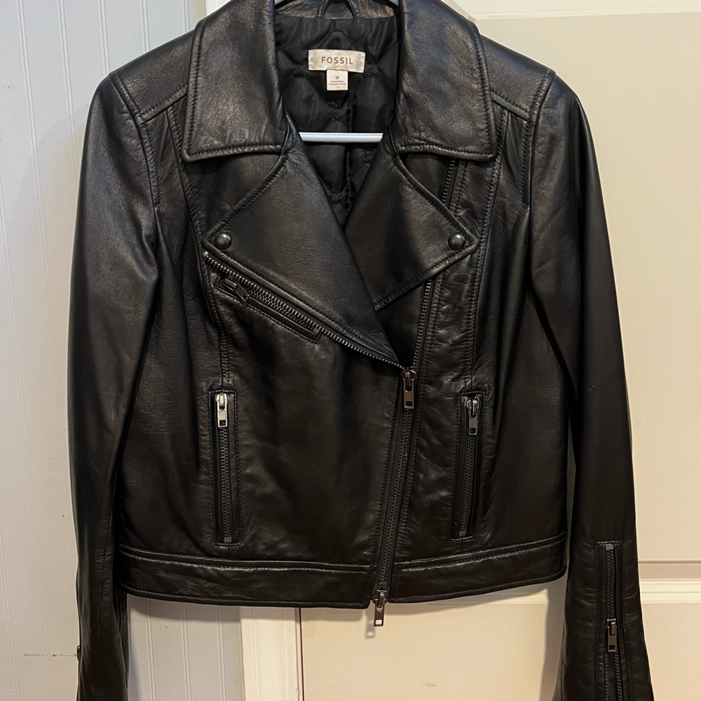 Fossil Women's Classic Black Leather Jacket